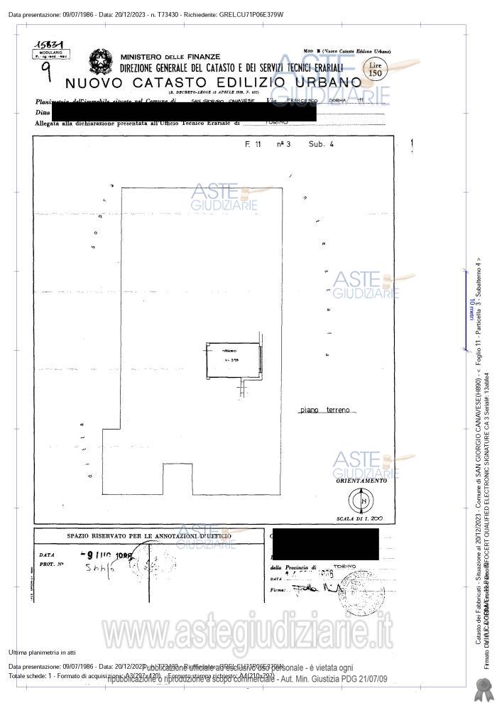 Planimetria del bene