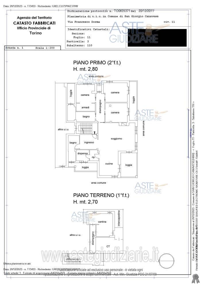 Planimetria del bene