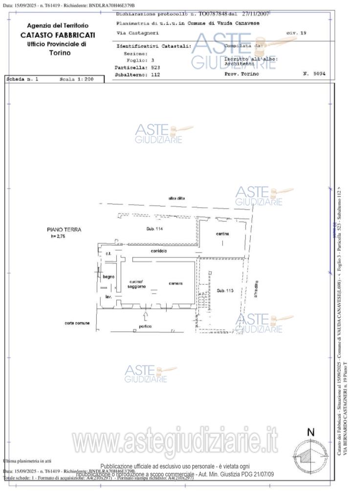 Planimetria del bene