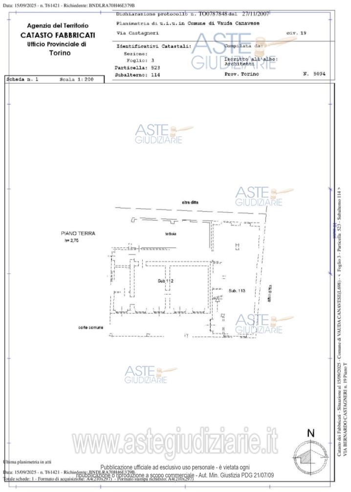 Planimetria del bene
