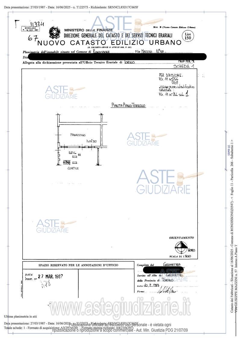 Planimetria del bene