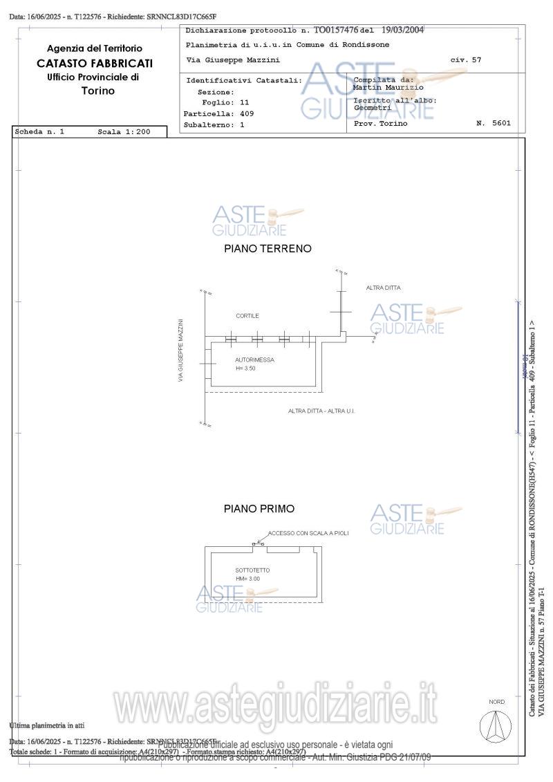 Planimetria del bene