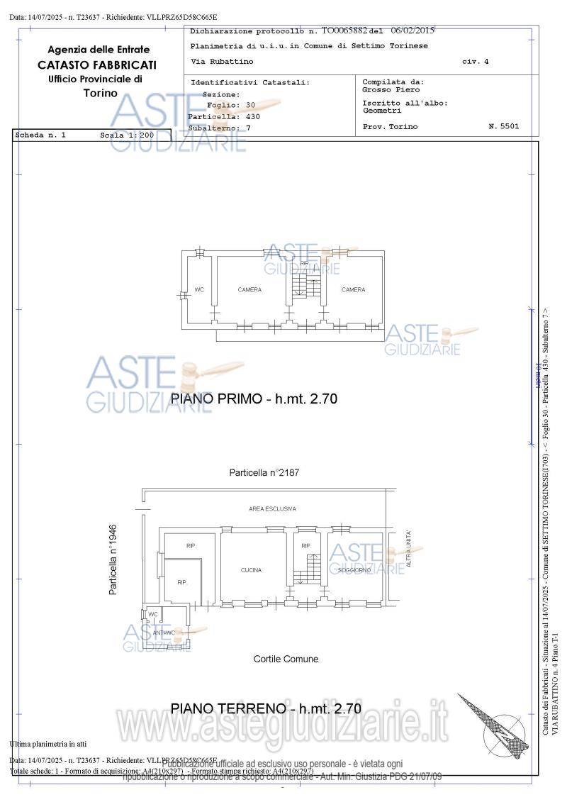 Planimetria del bene