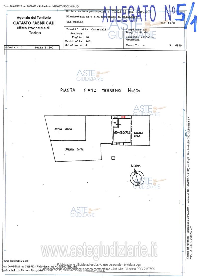 Planimetria del bene