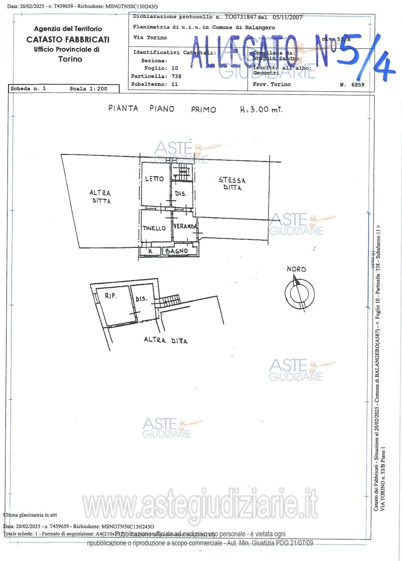 Planimetria del bene