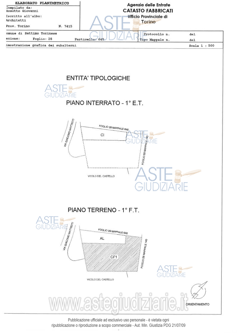 Planimetria del bene