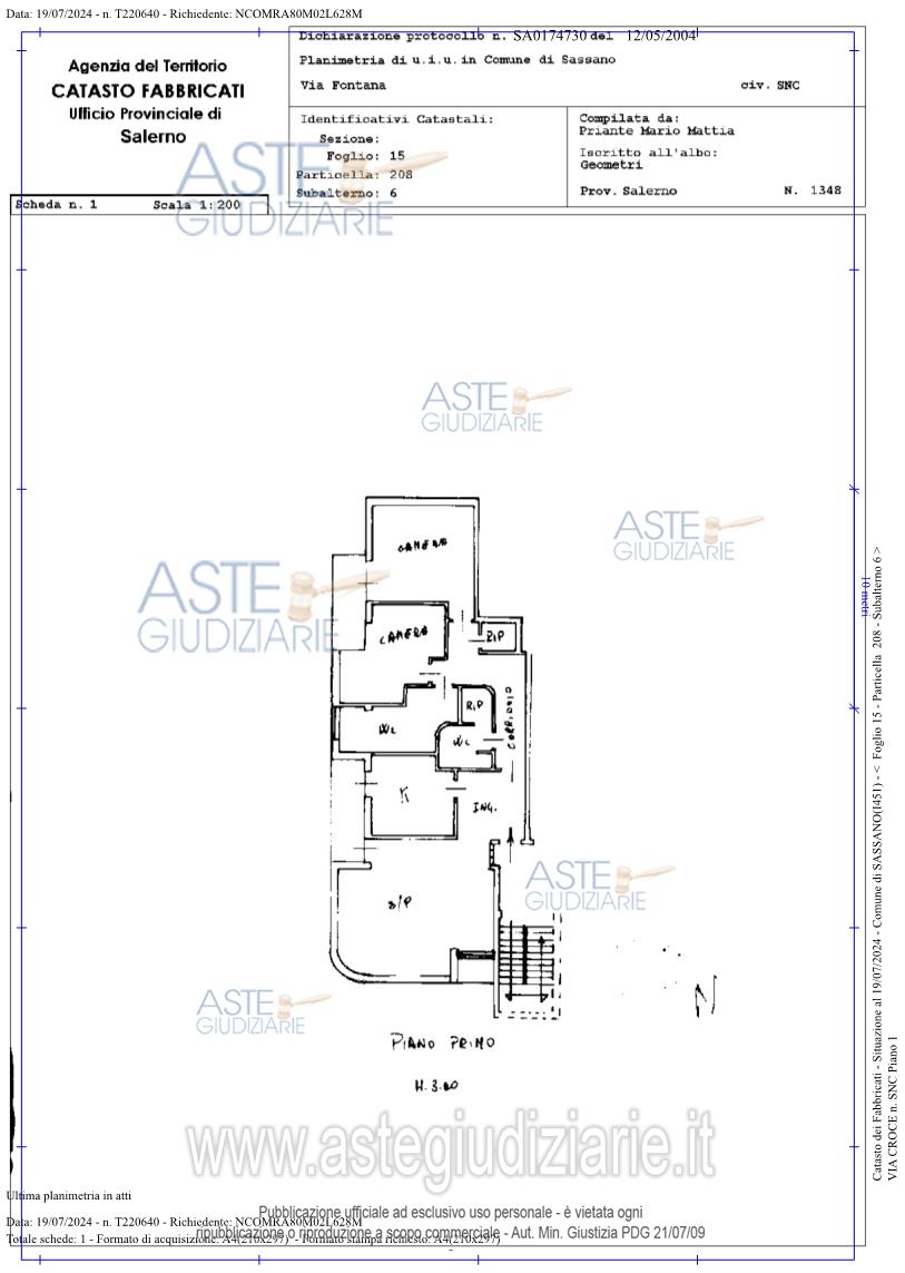 Planimetria del bene