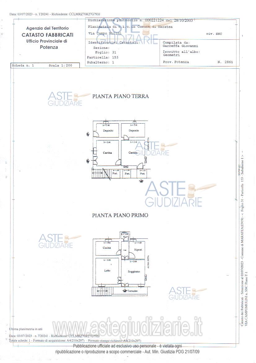 Planimetria del bene