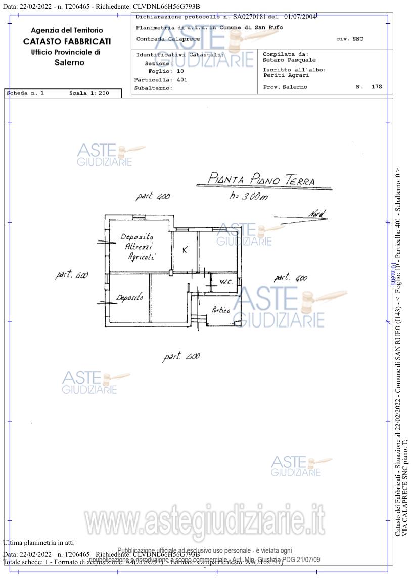 Planimetria del bene
