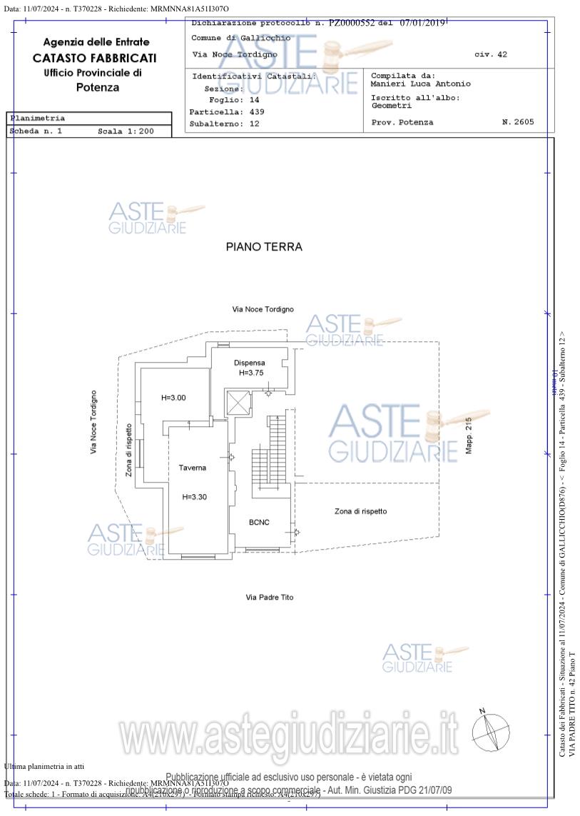 Planimetria del bene