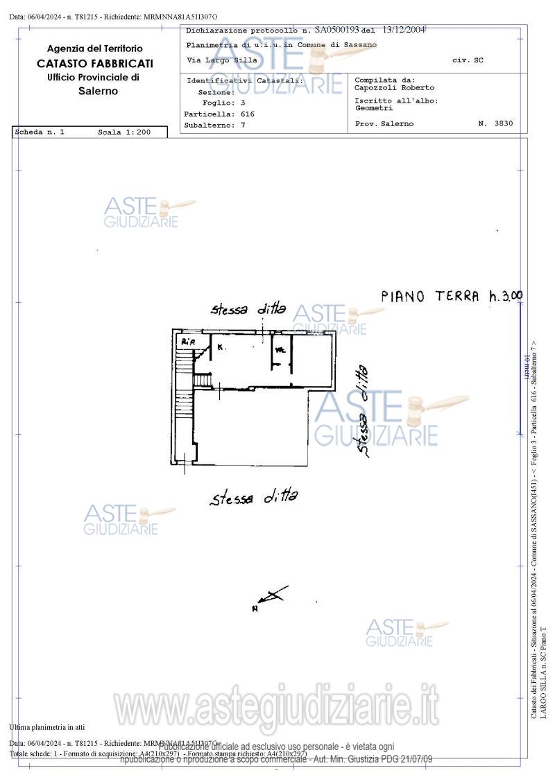 Planimetria del bene