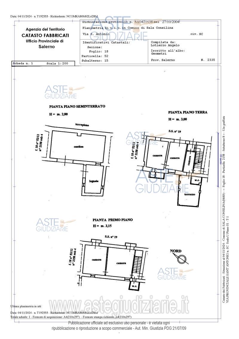 Planimetria del bene