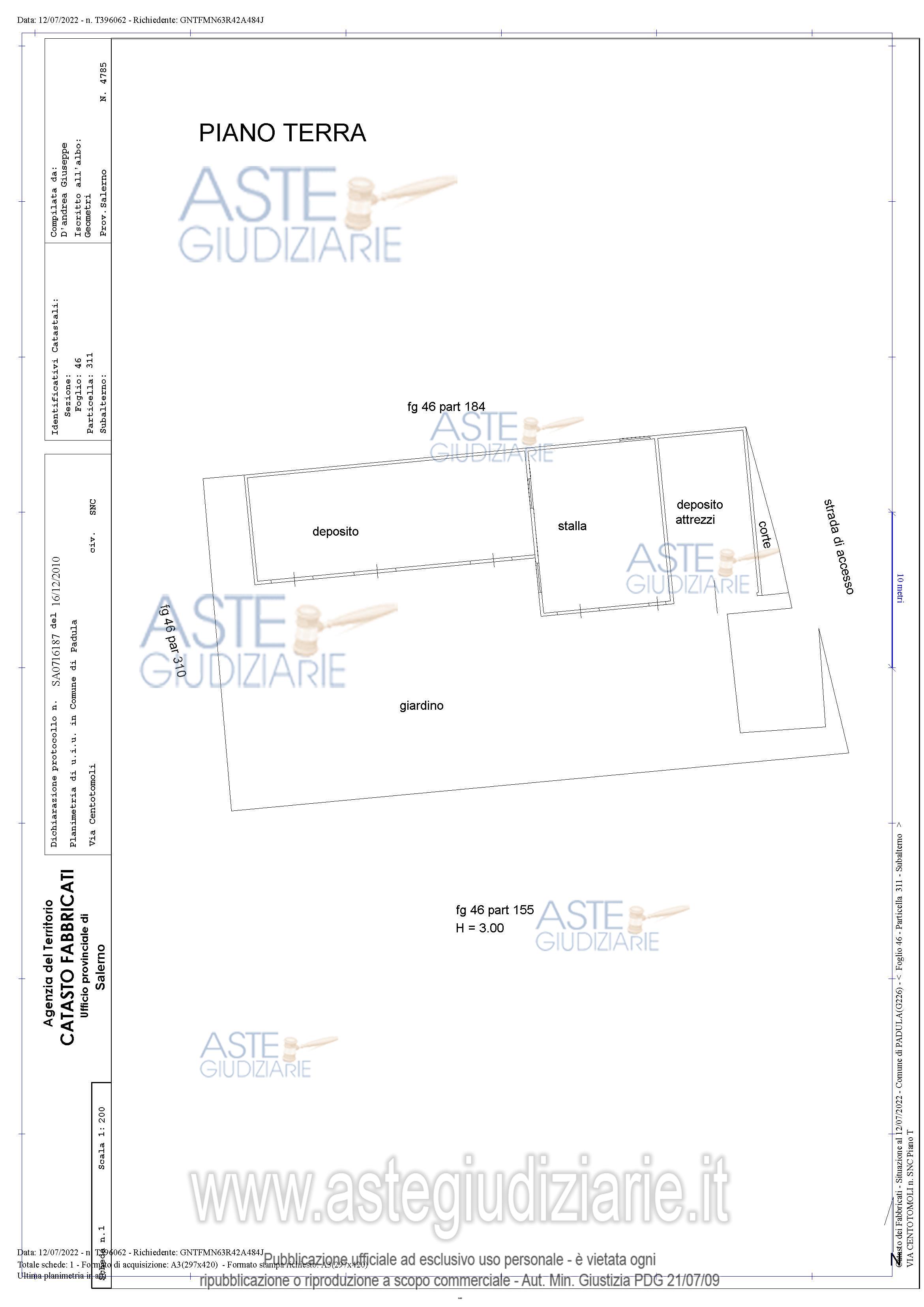 Planimetria del bene