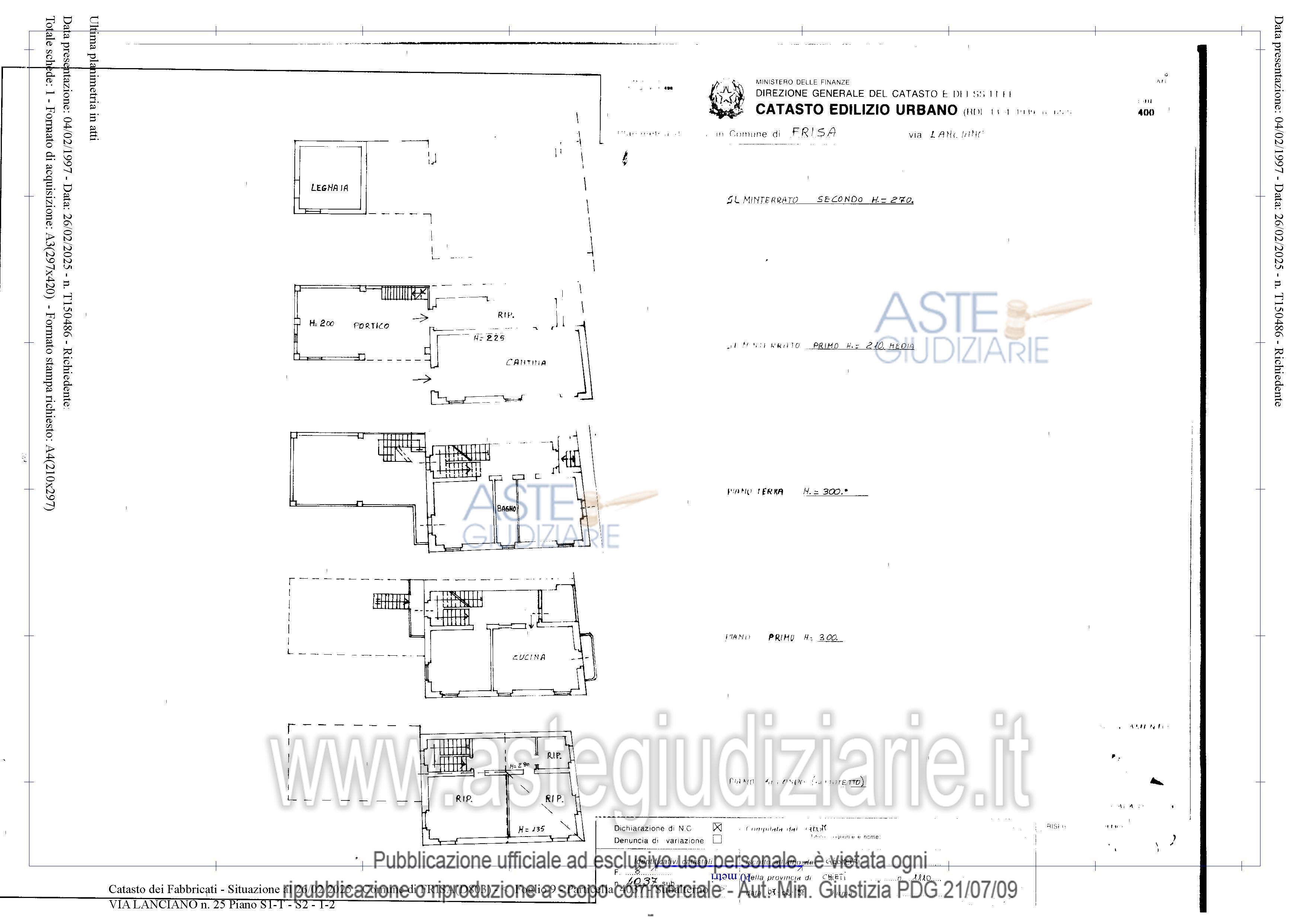 Planimetria del bene