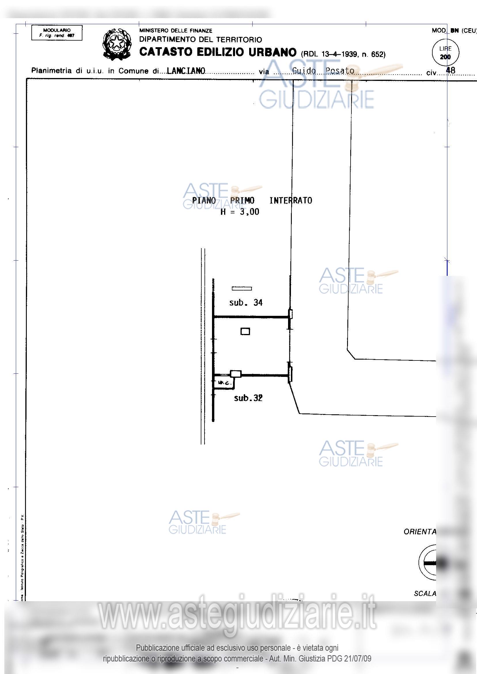 Planimetria del bene