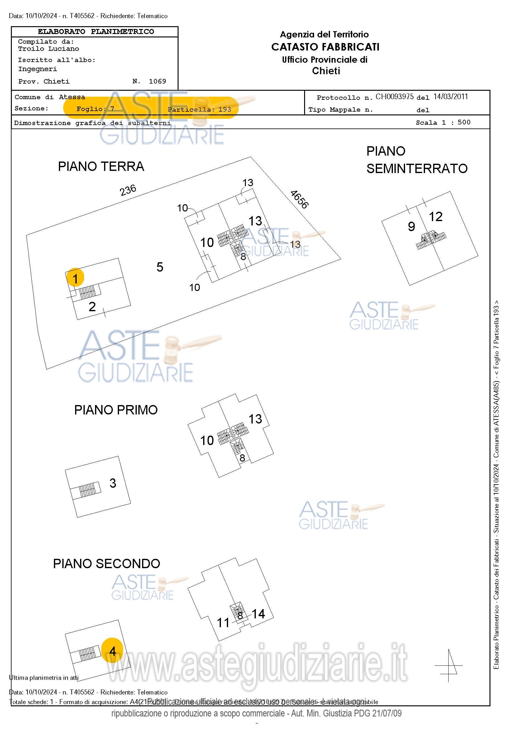 Planimetria del bene