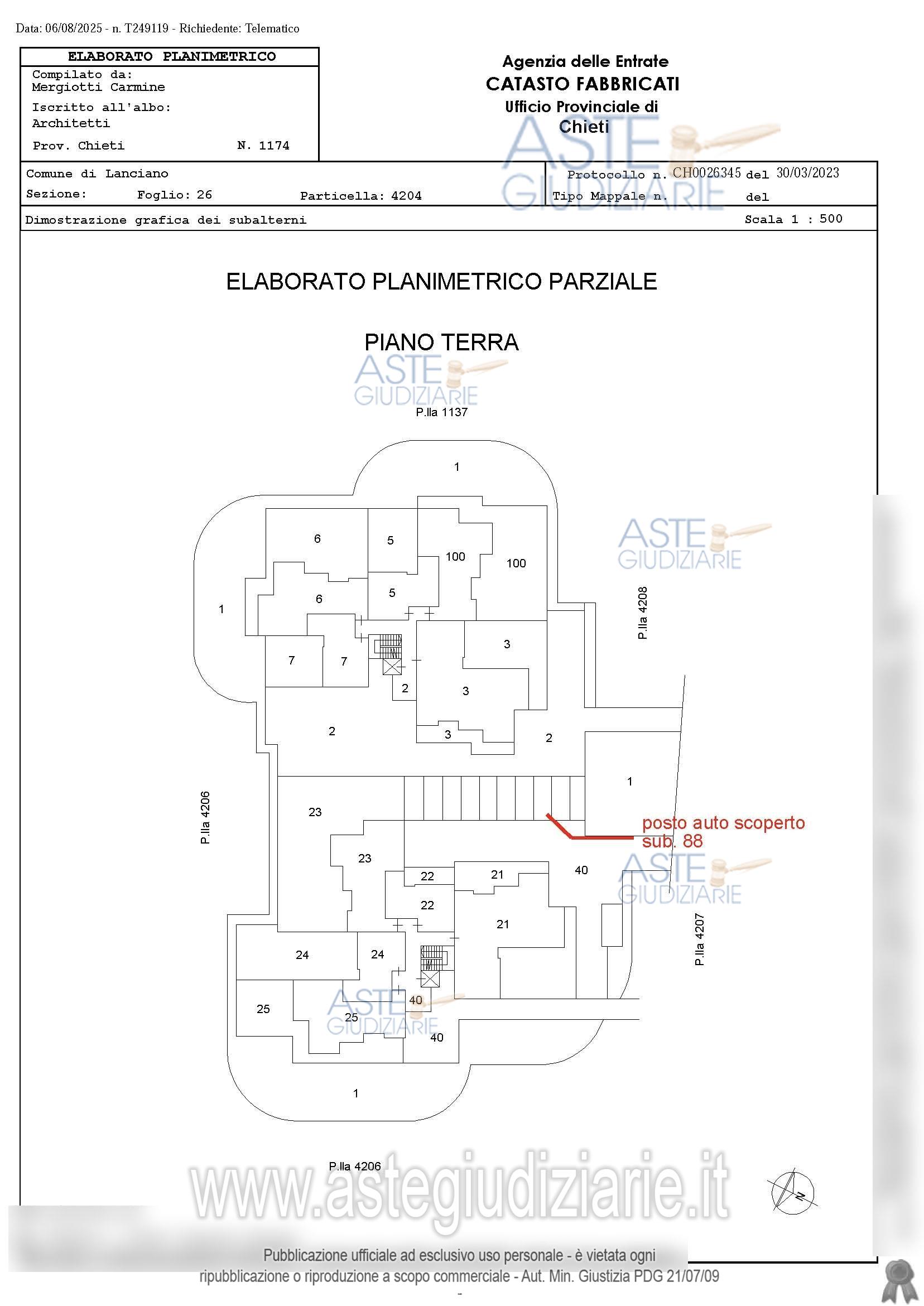 Planimetria del bene
