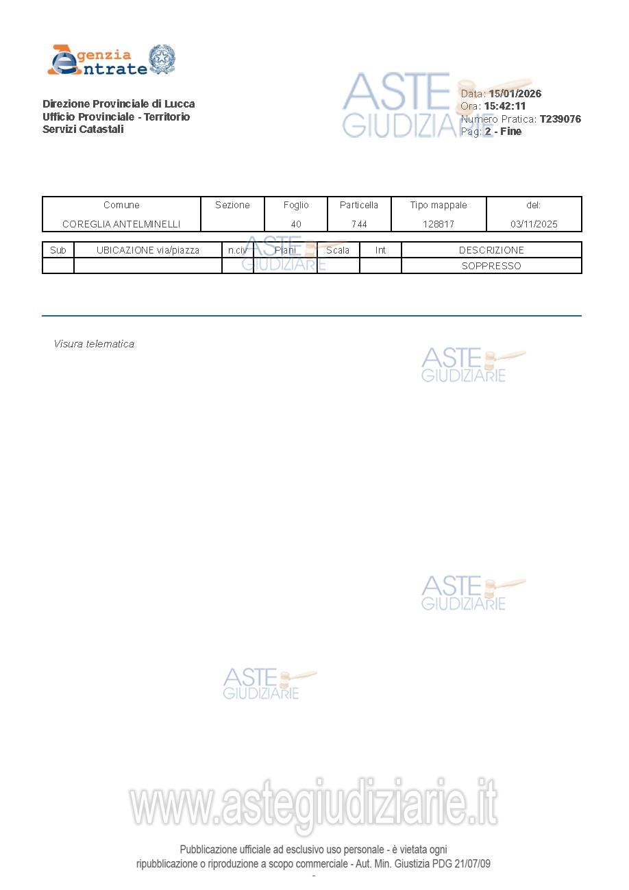 Planimetria del bene