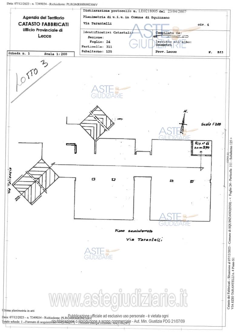 Planimetria del bene