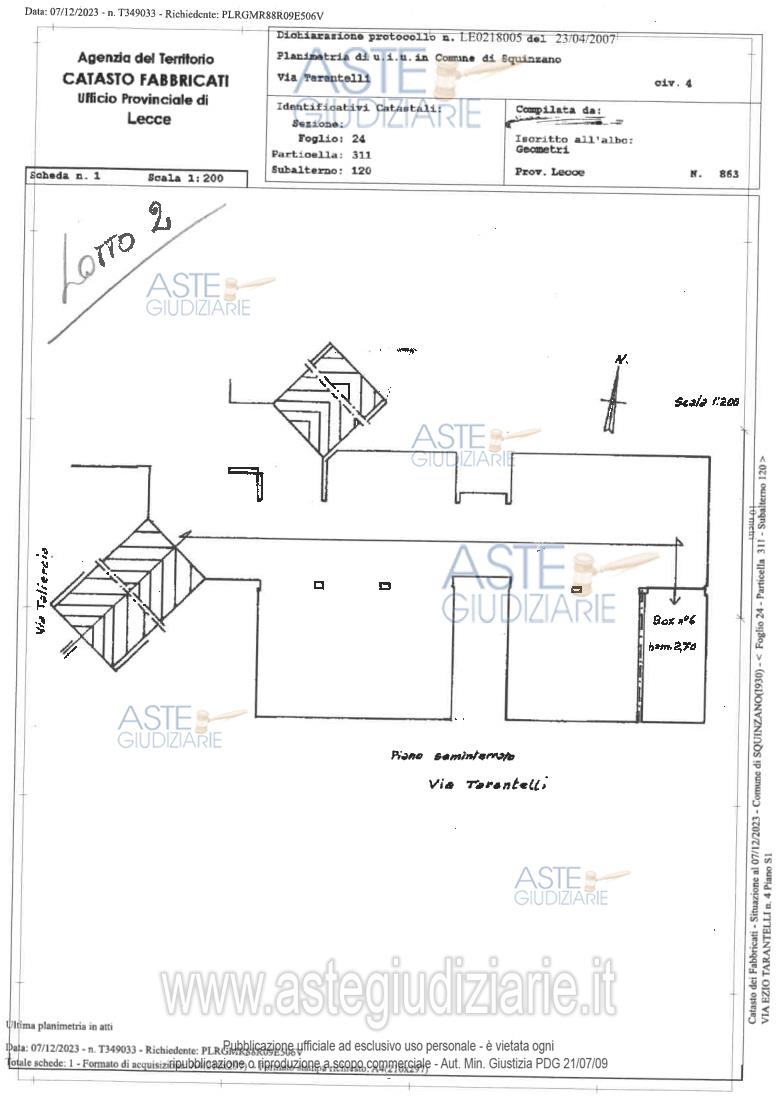 Planimetria del bene
