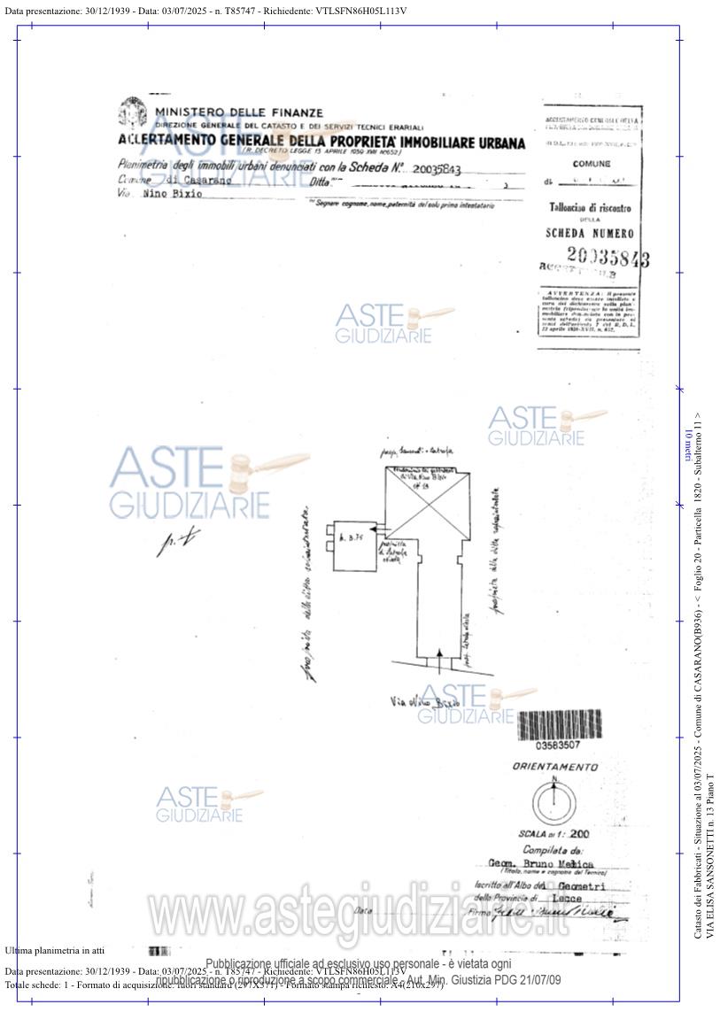 Planimetria del bene