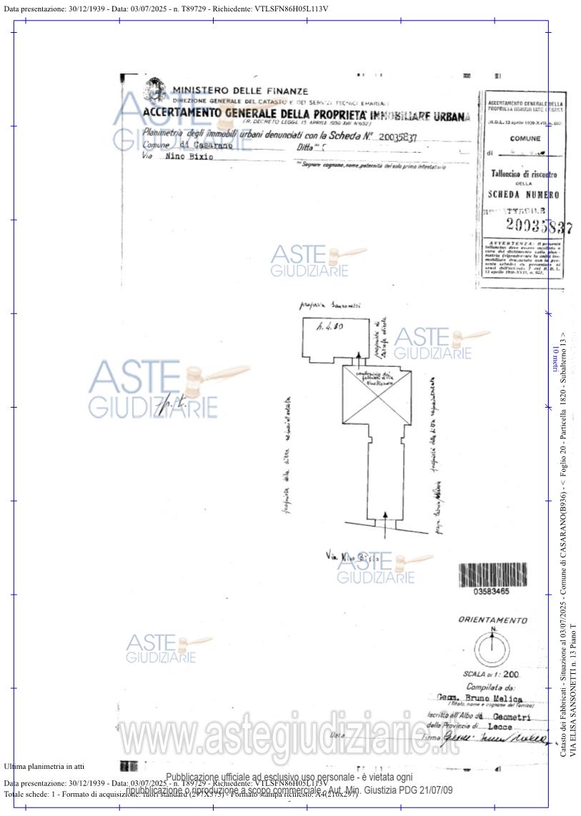 Planimetria del bene