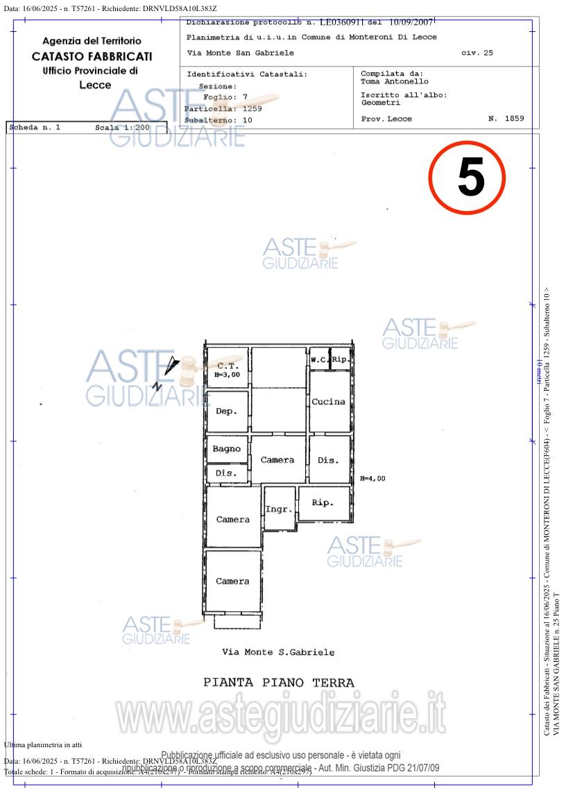 Planimetria del bene