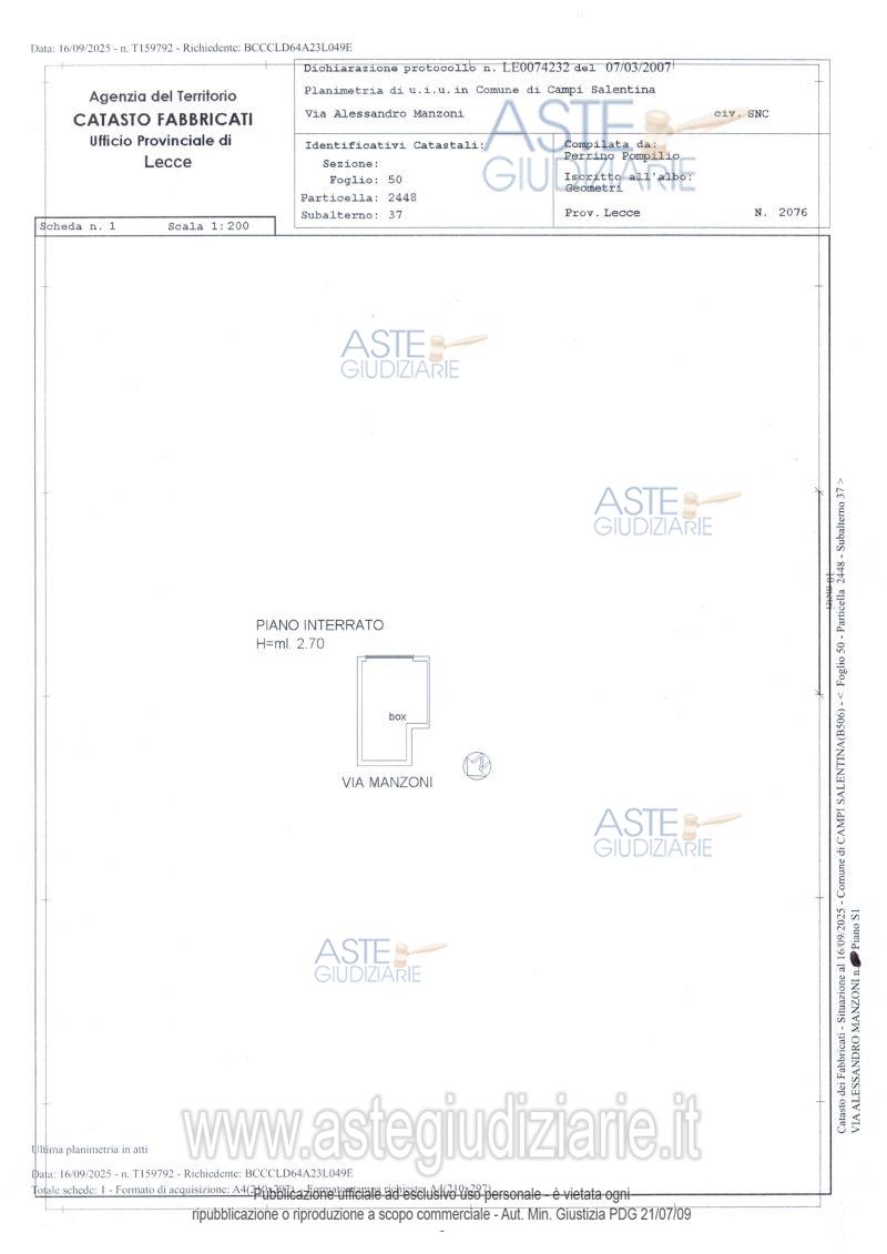 Planimetria del bene
