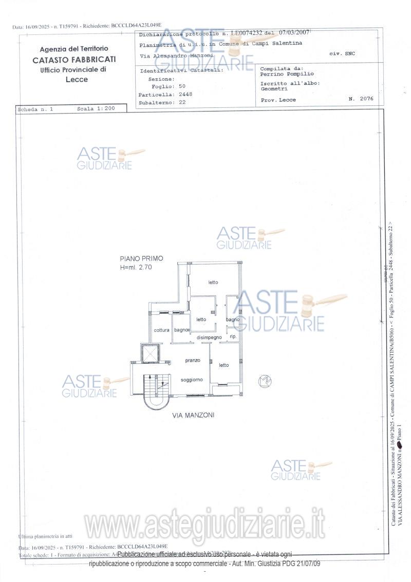 Planimetria del bene