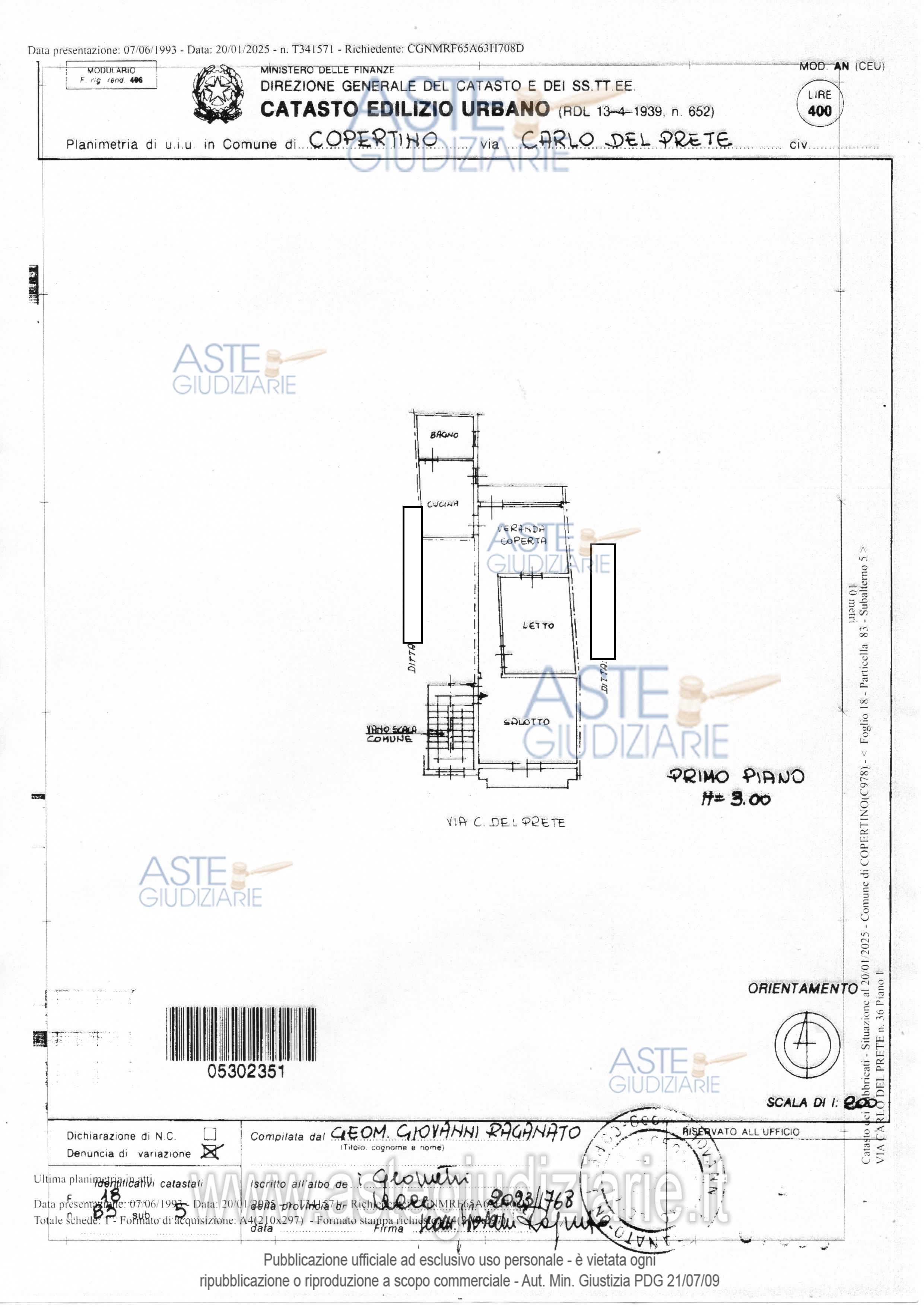 Planimetria del bene