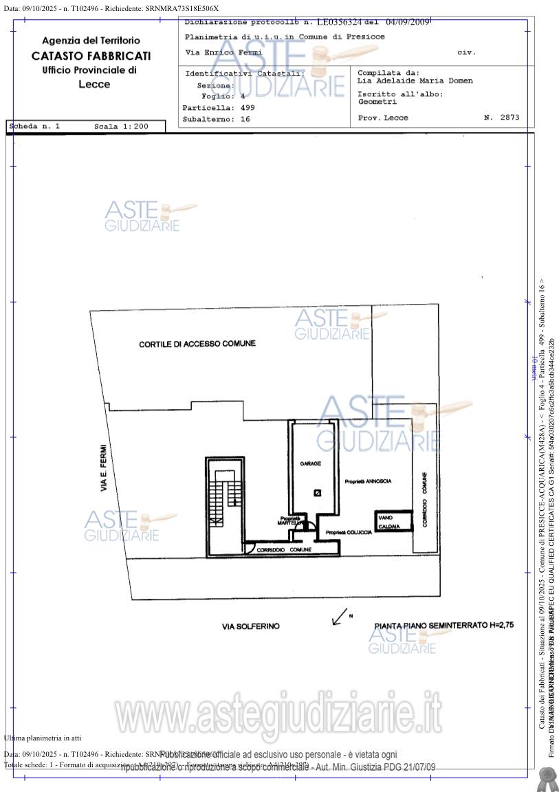 Planimetria del bene