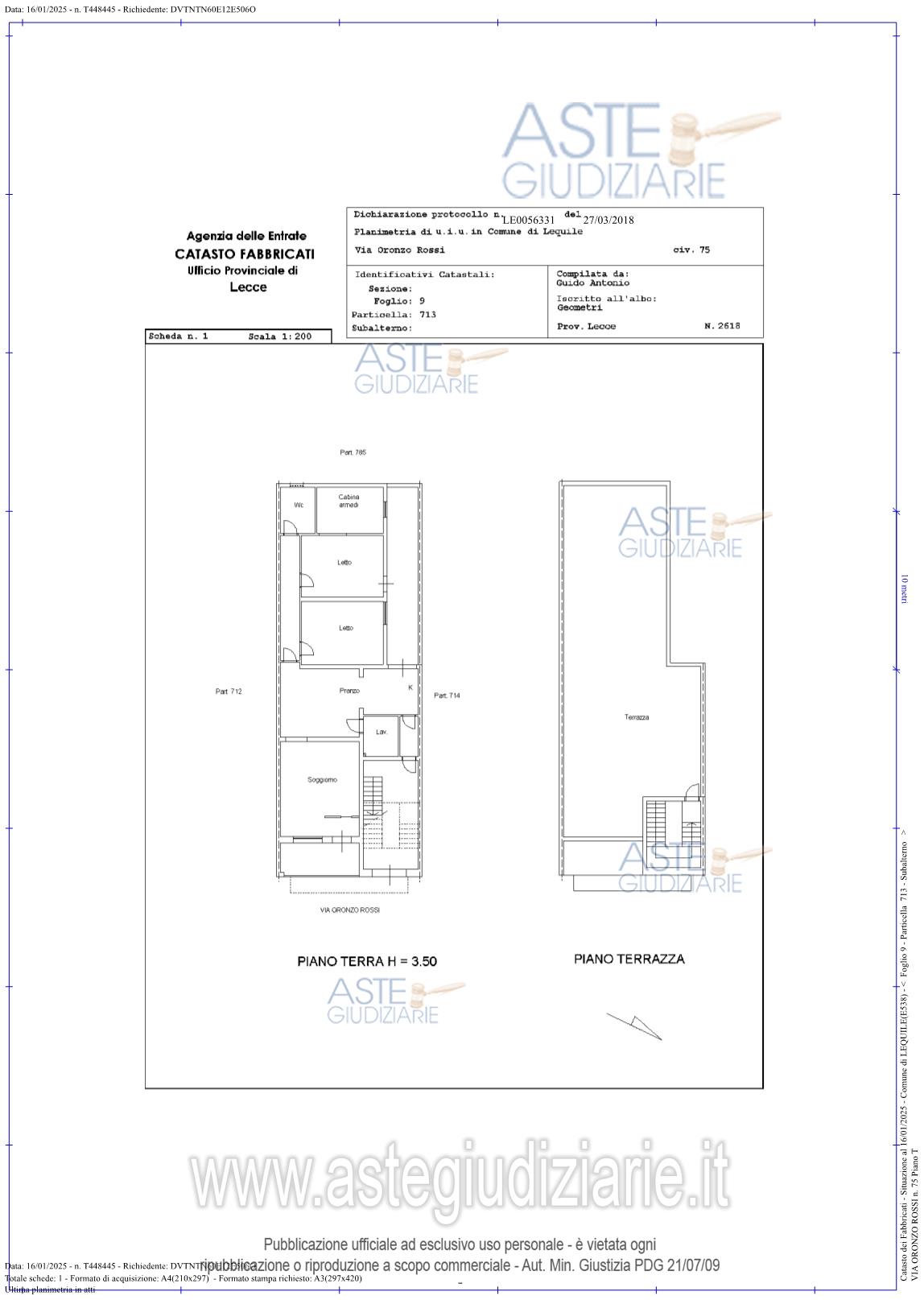 Planimetria del bene