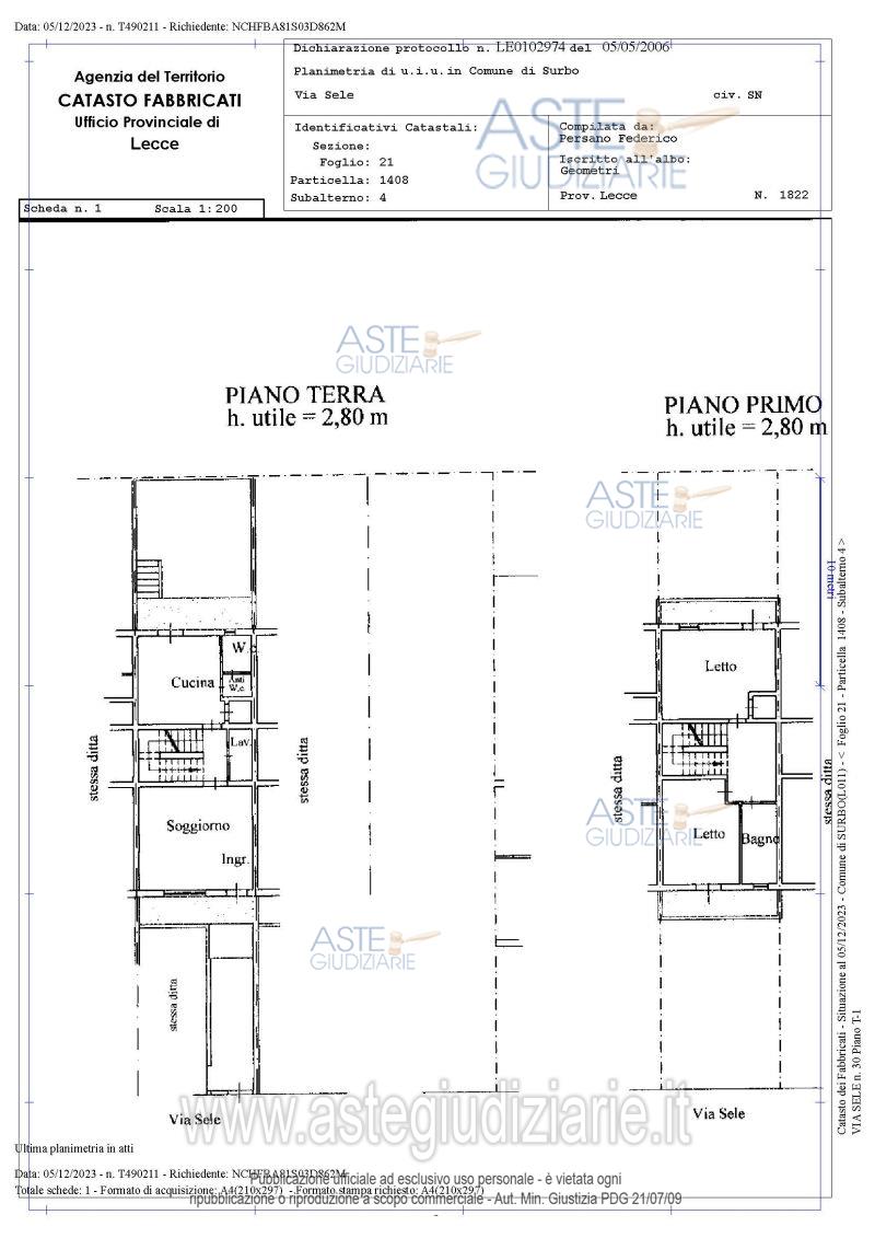 Planimetria del bene