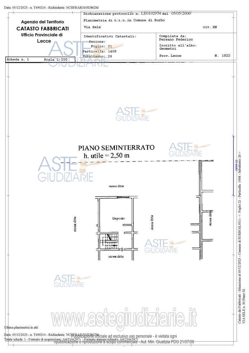 Planimetria del bene