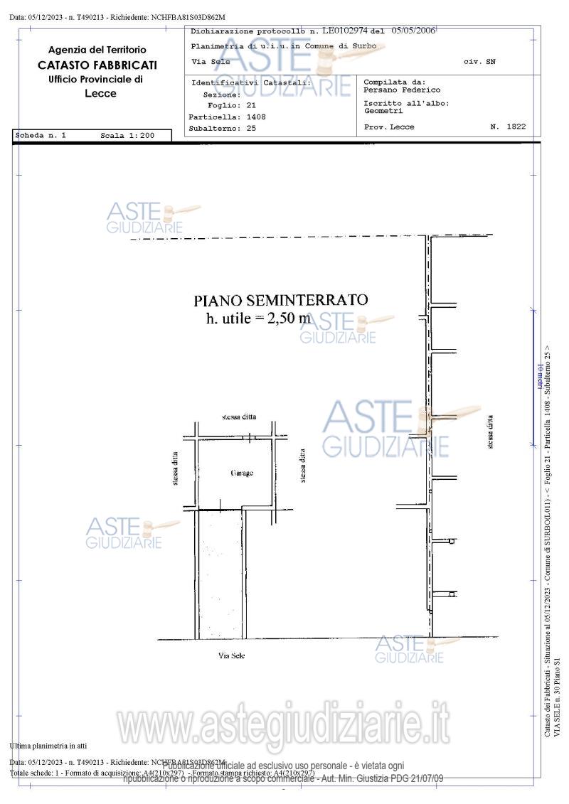 Planimetria del bene