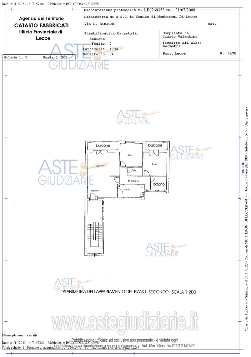 Planimetria del bene