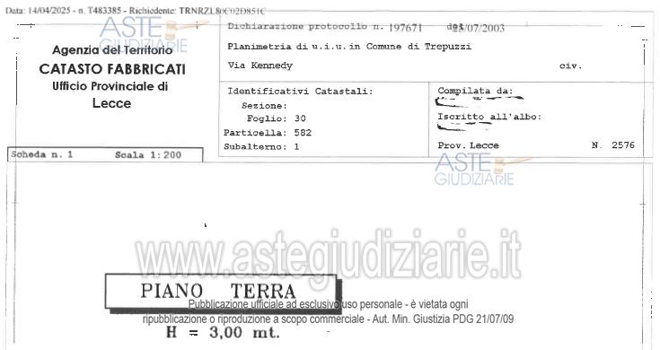 Planimetria del bene