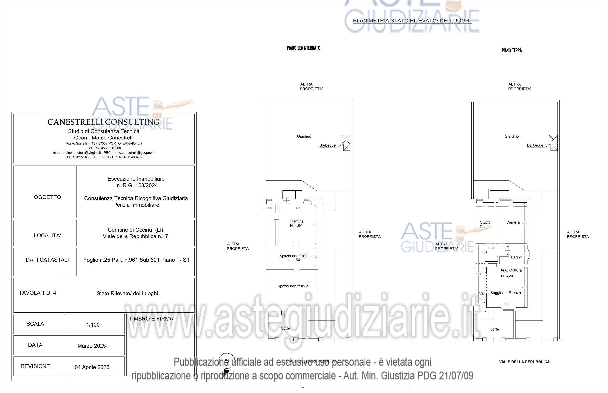 Planimetria del bene