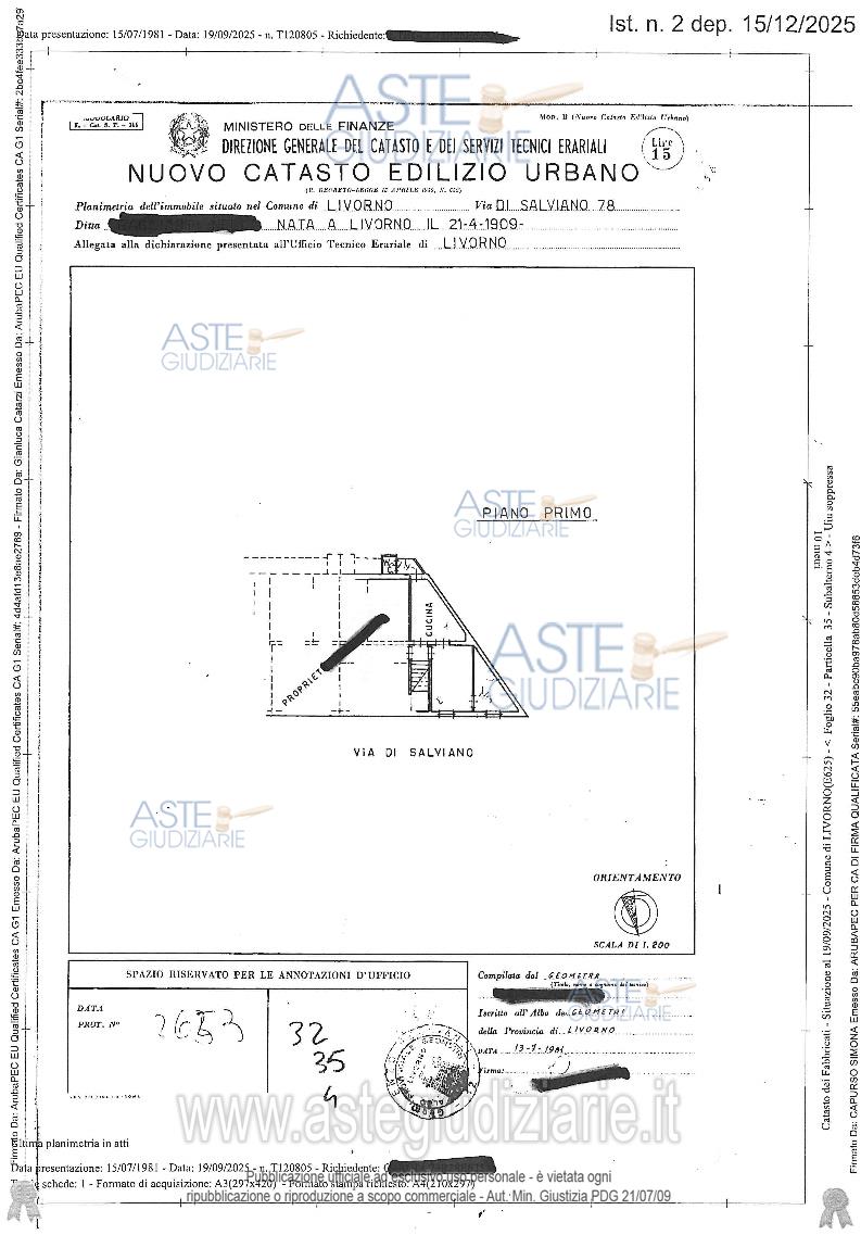 Planimetria del bene