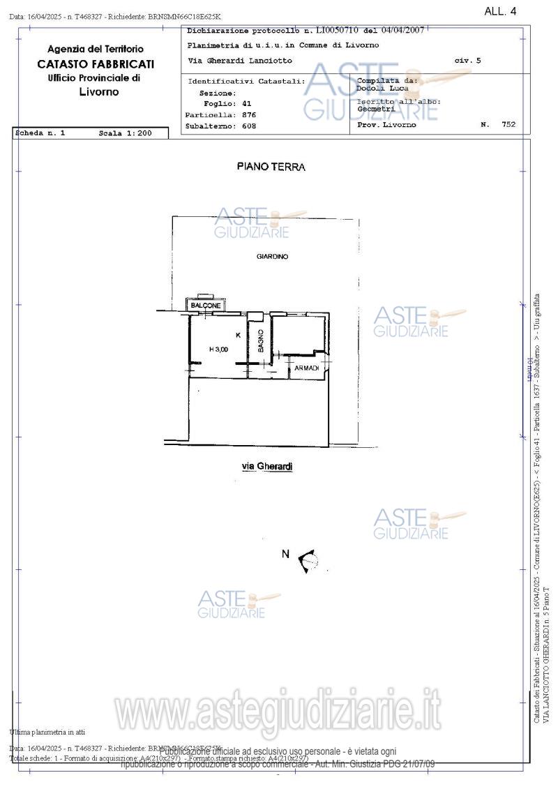 Planimetria del bene