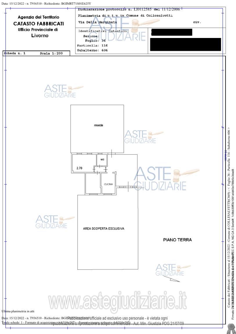 Planimetria del bene