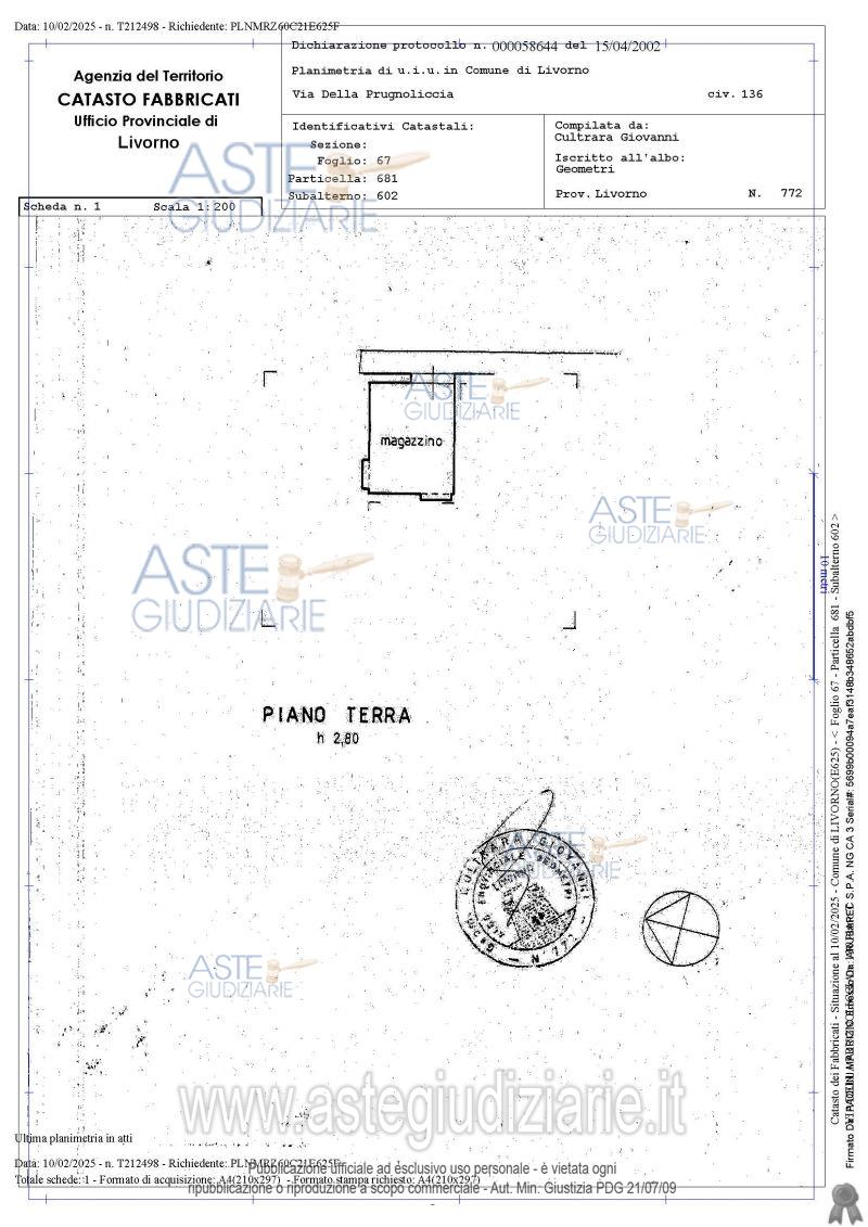 Planimetria del bene