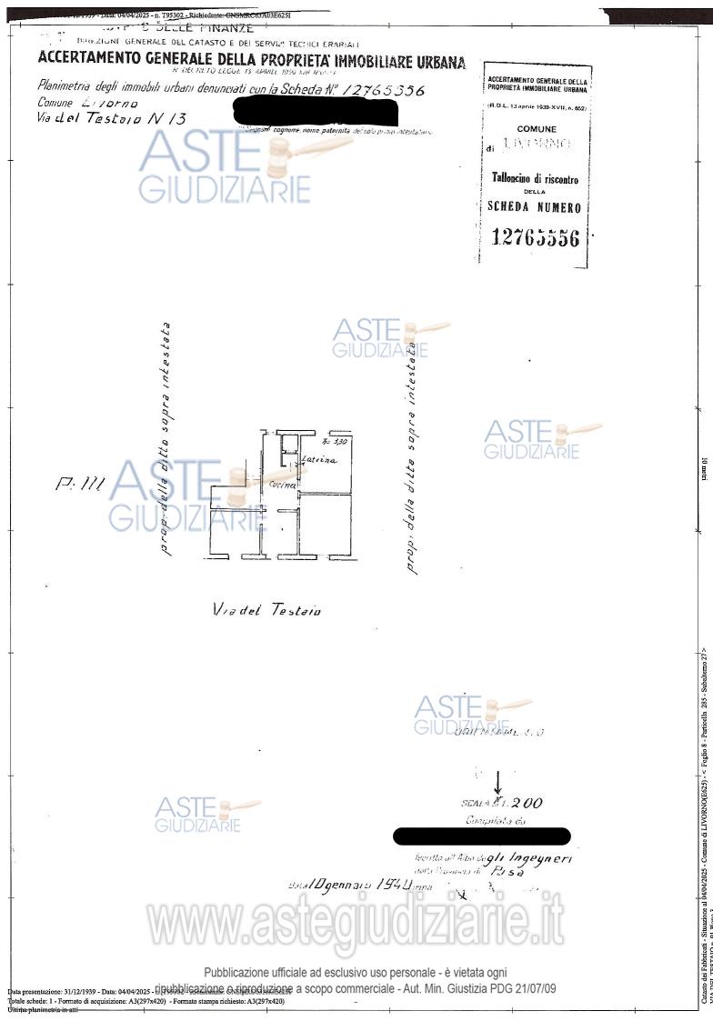 Planimetria del bene