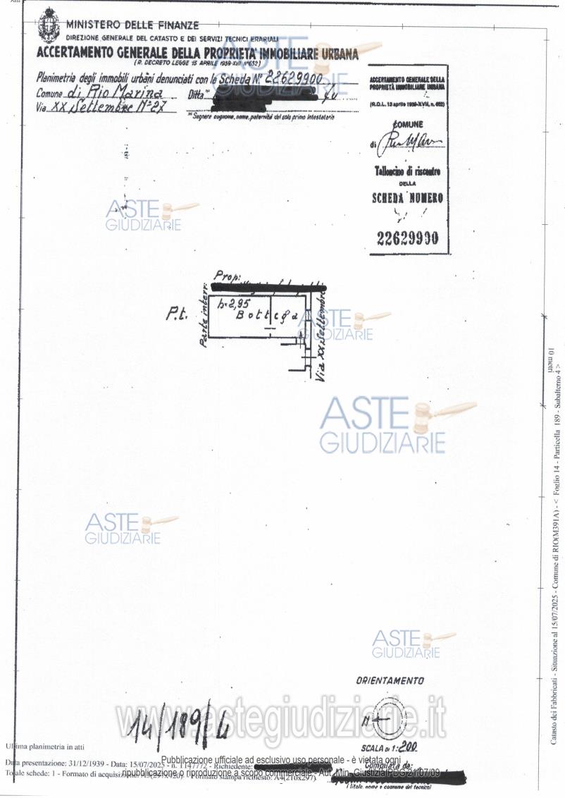 Planimetria del bene