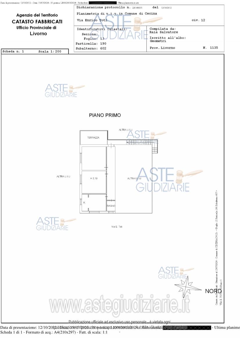 Planimetria del bene