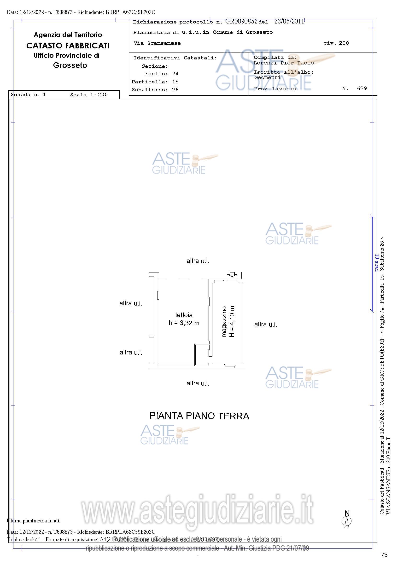 Planimetria del bene