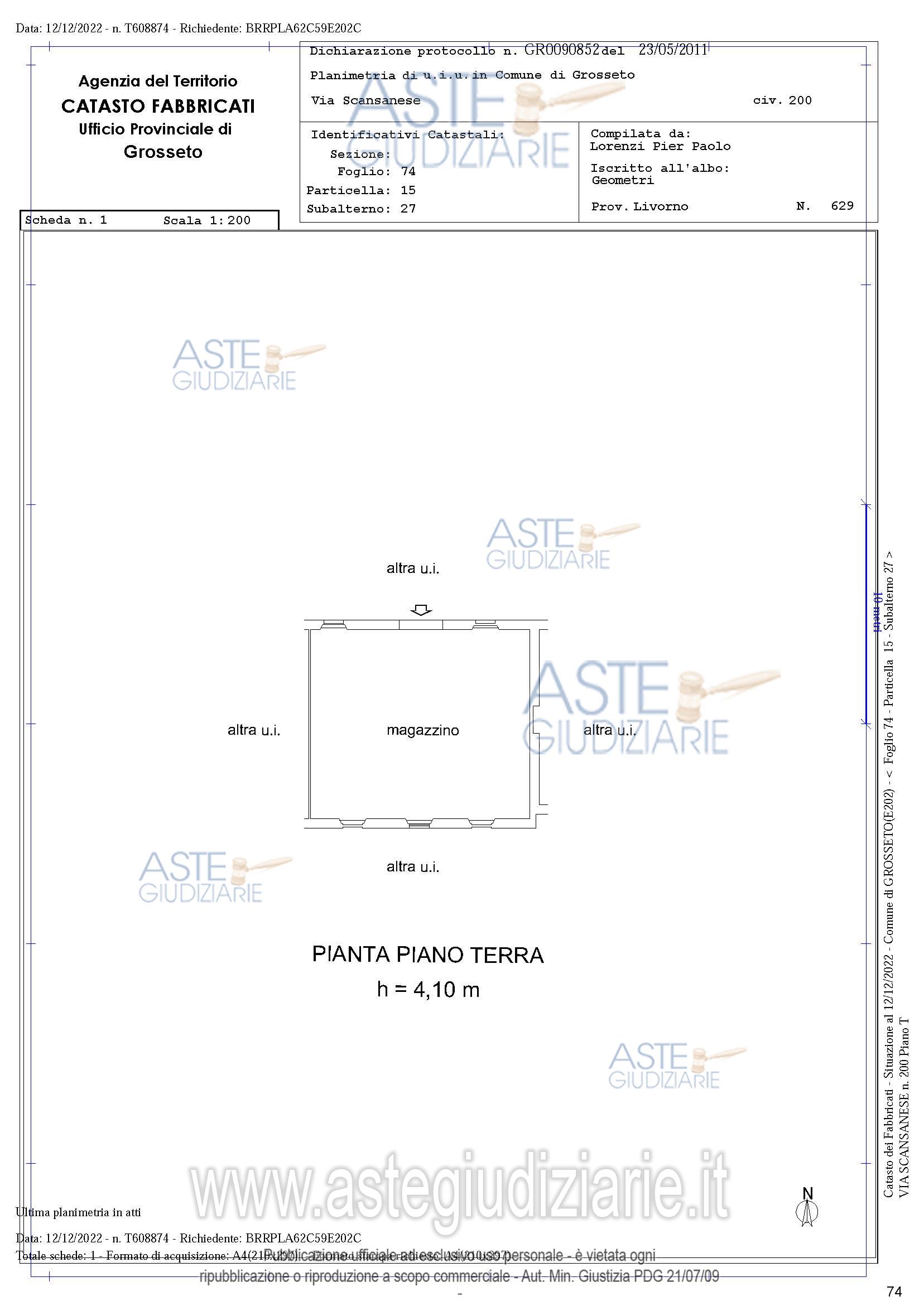 Planimetria del bene
