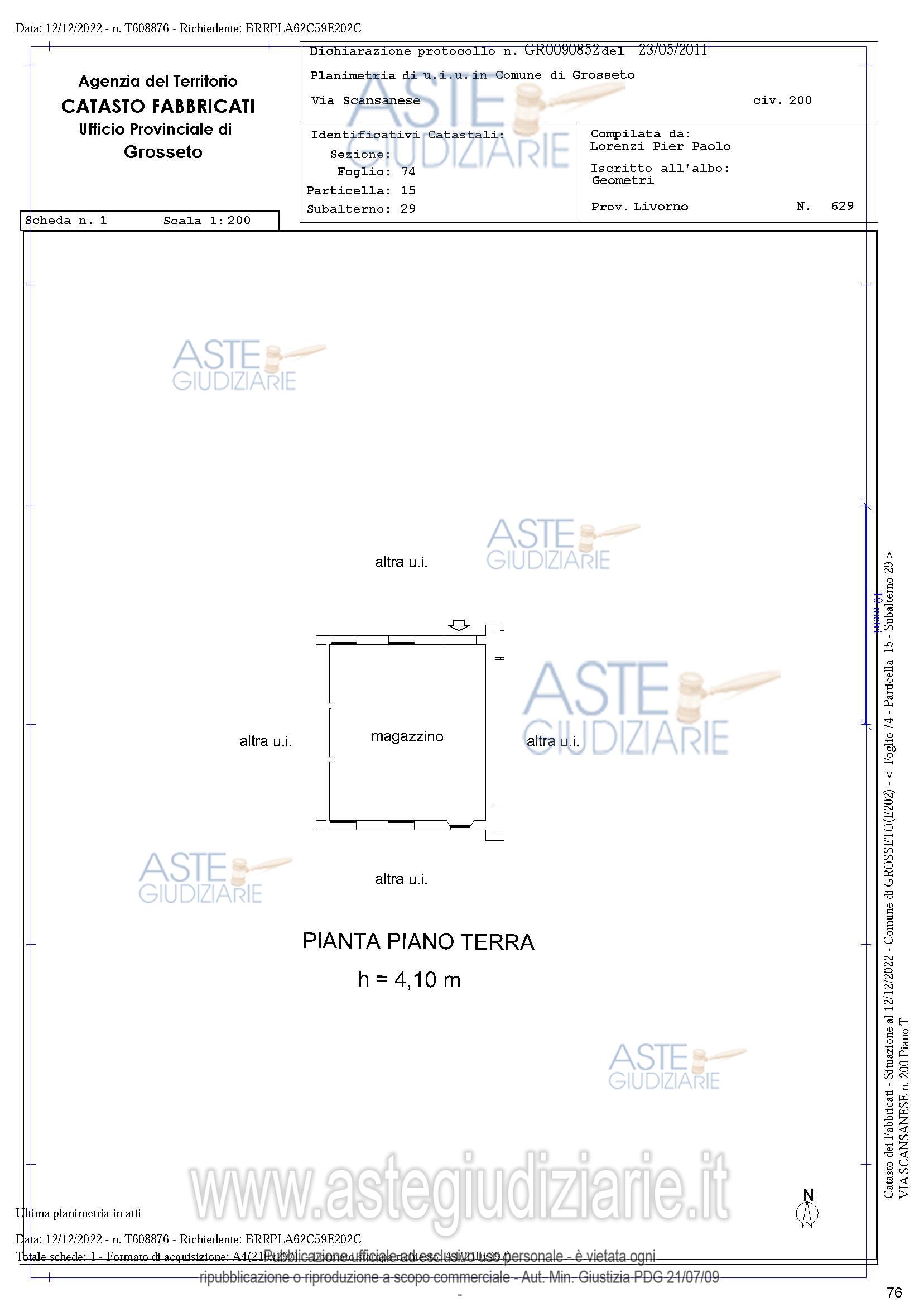 Planimetria del bene