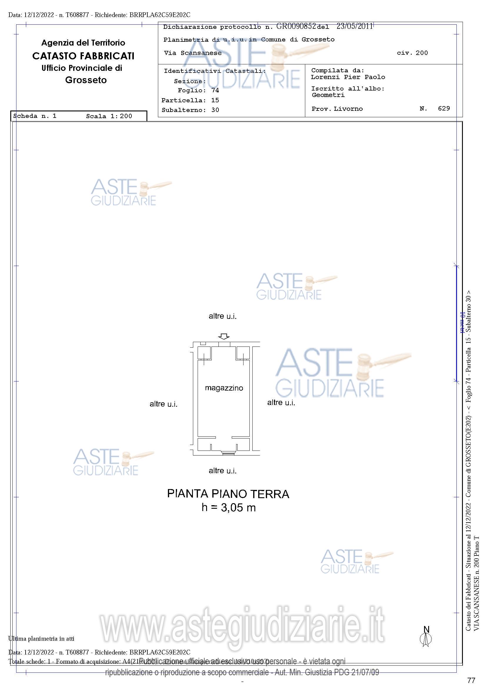 Planimetria del bene