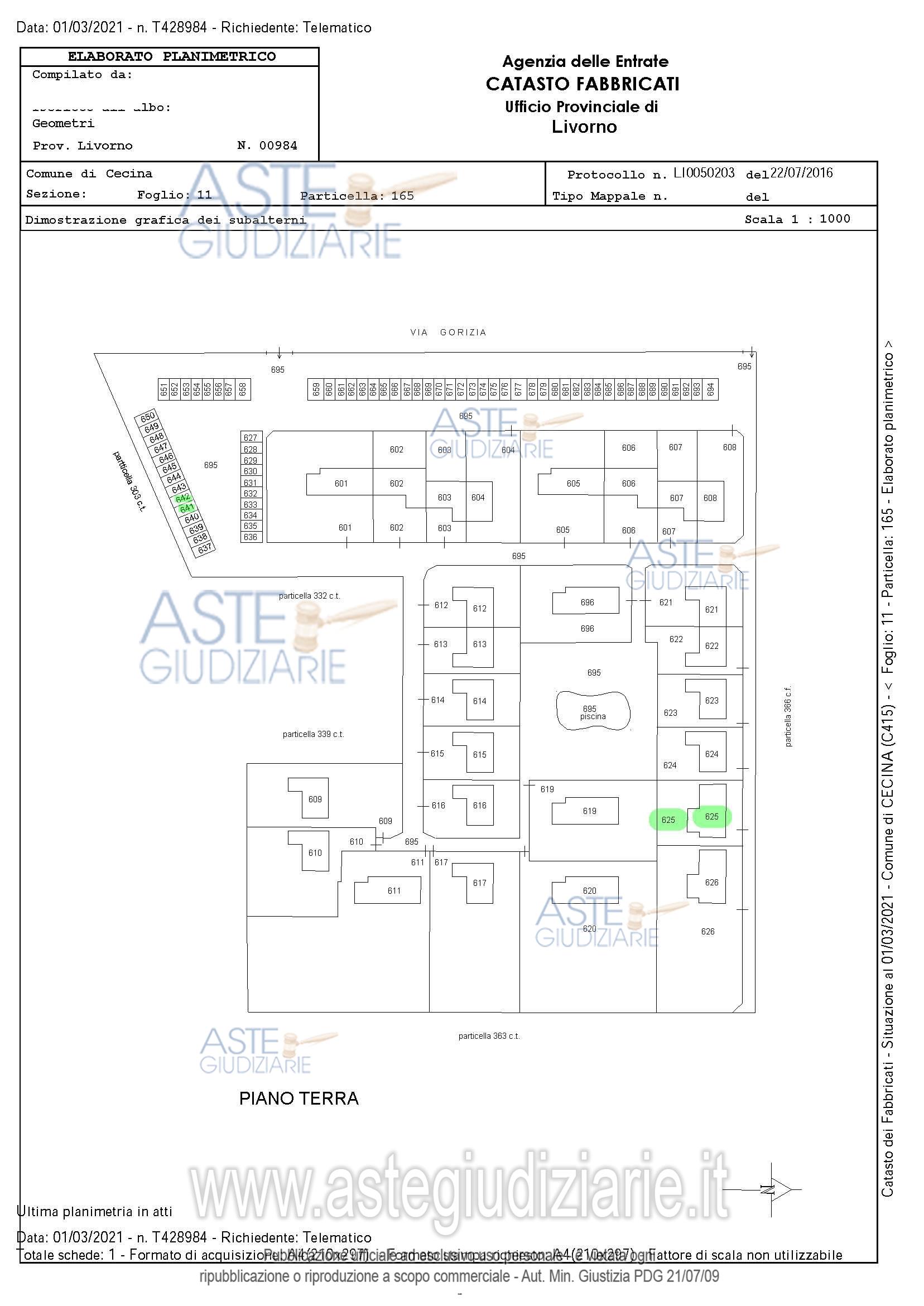 Planimetria del bene